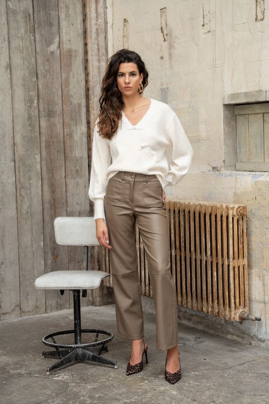 LLM Esmee Pants - Lederlook Taupe