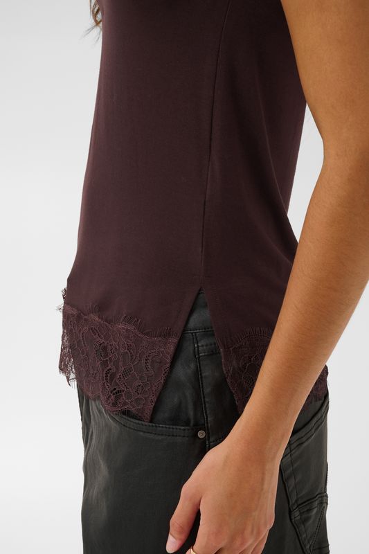 CR Alvaia Jersey Lace Top - Bordeaux