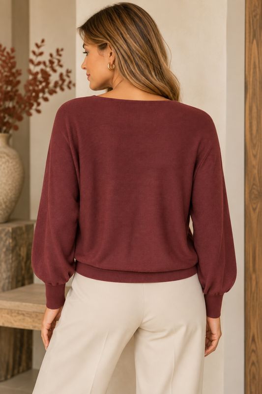KF Lizza Batwing Pullover - Bordeaux