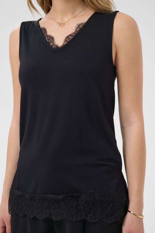 CR Alvaia Jersey Lace Top - Black