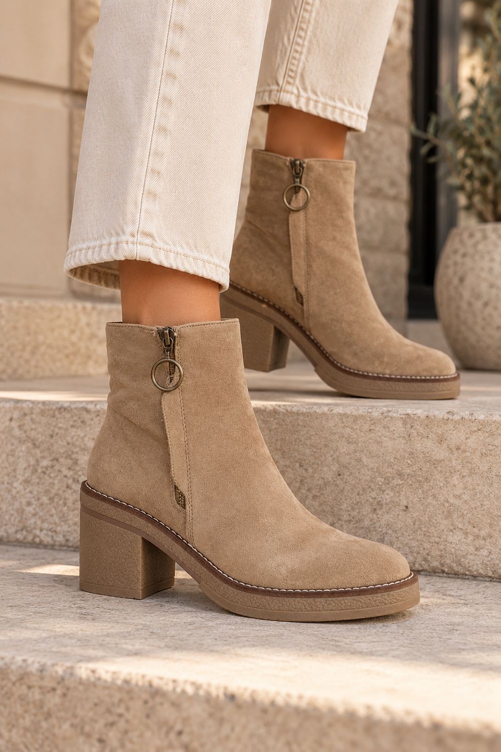 Livia Ankle Boots - Suède Beige