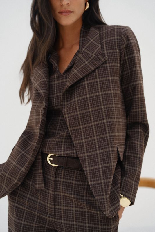 LLM Mila Tartan Blazer - Brown