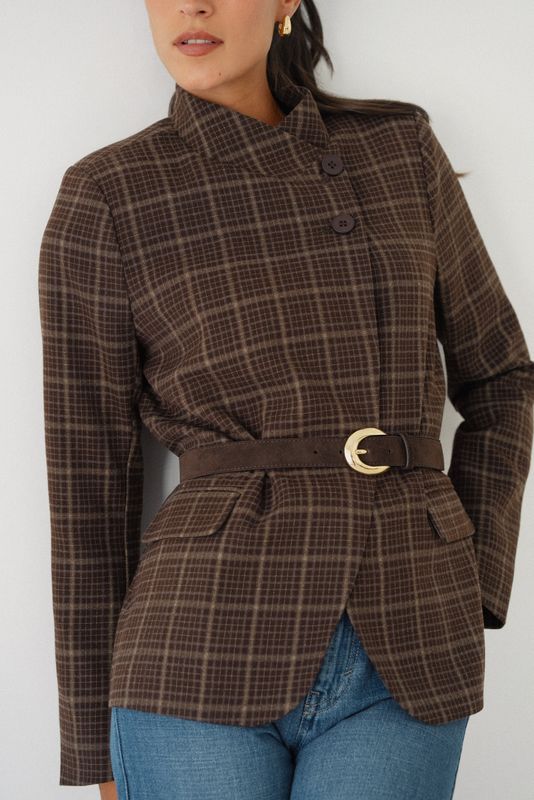 LLM Mila Tartan Blazer - Brown