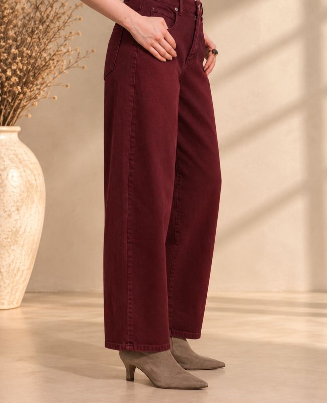 Camille Barrel Jeans - Bordeaux