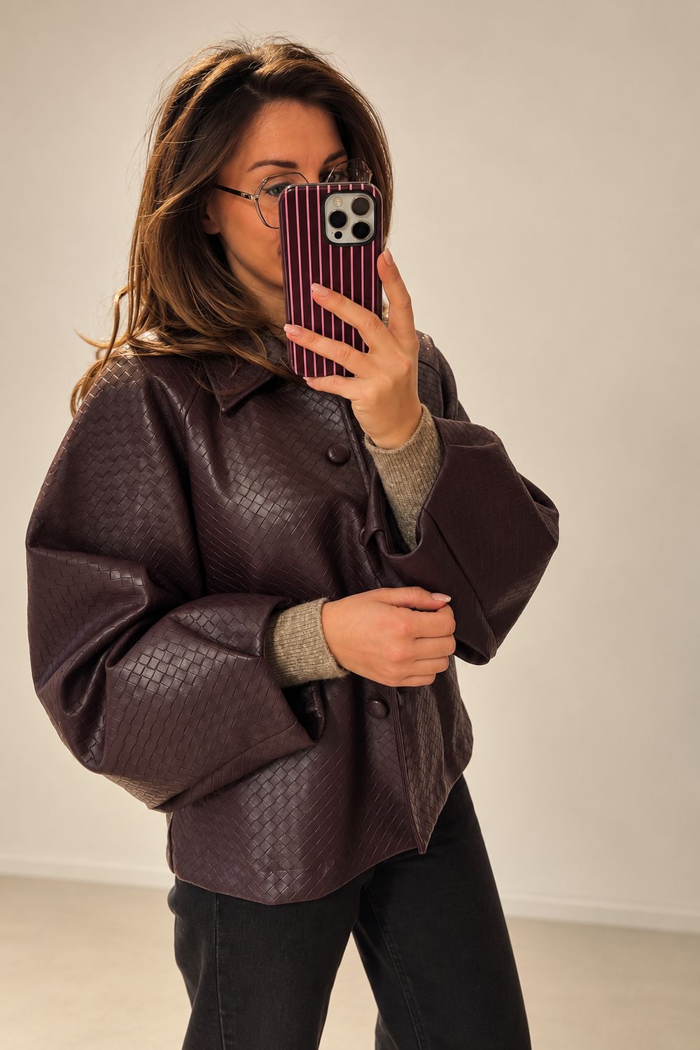 Aylin Leather Jacket - Bordeaux