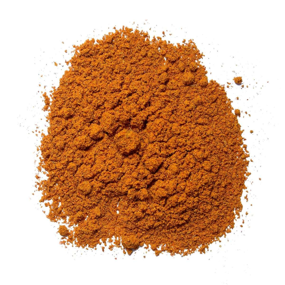 Hot curry powder: orange to reddish colored powdered spice, offering a spicy and hot taste
