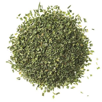 Chopped chives, a fresh green aromatic herb, used to flavor salads, soups and various dishes