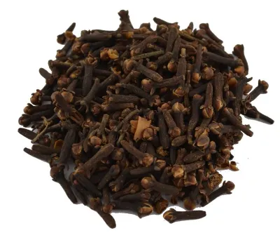 Whole cloves: small, brown, conical, dry capsules used as a spice to flavor dishes