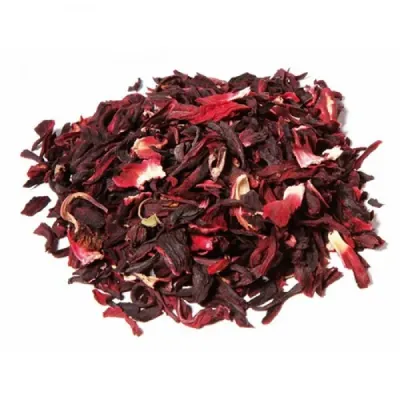 Roselle: Dried red hibiscus flowers used and recognized for their tangy flavor and bright color.