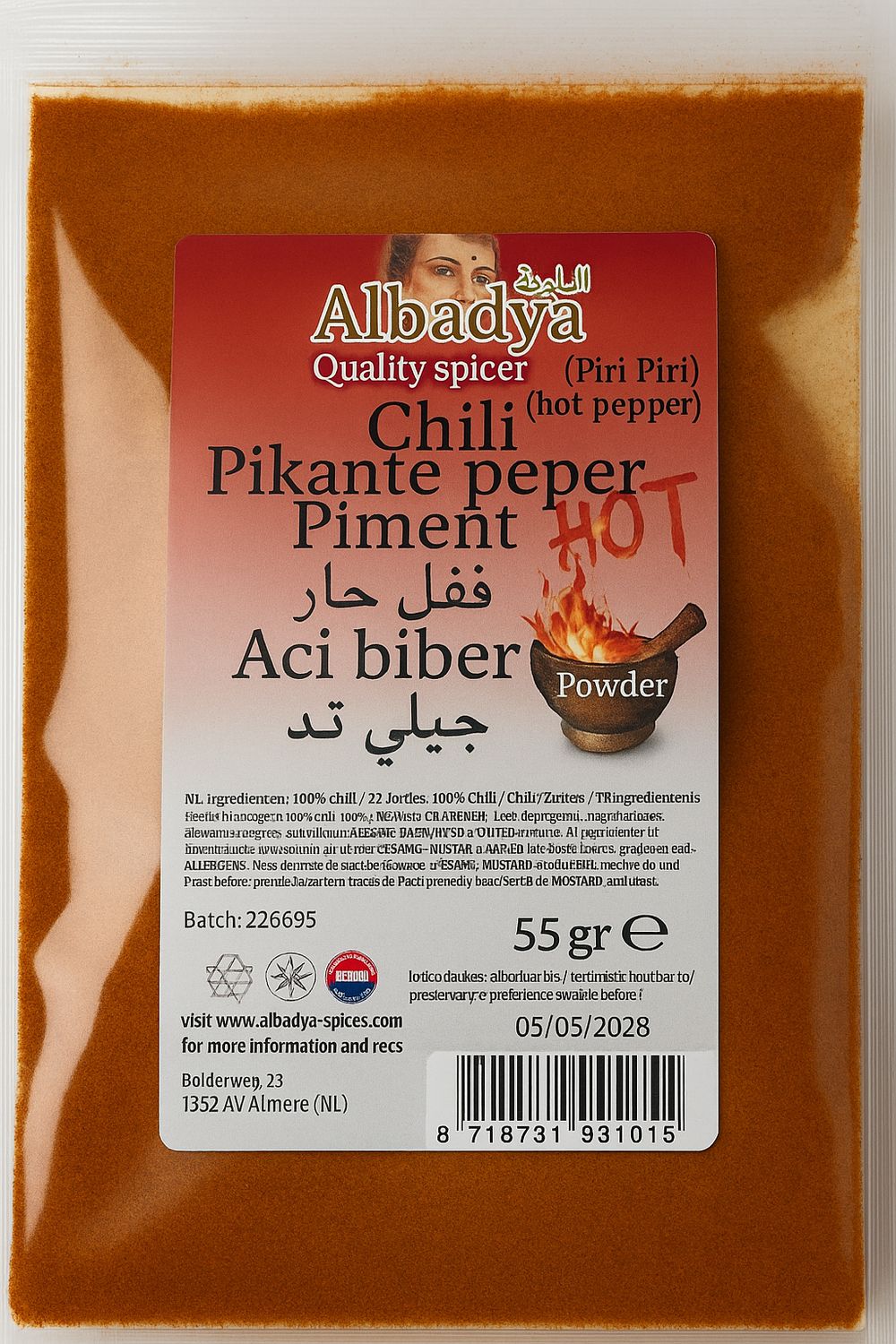 X 10 CHILIPOEDER GEMALEN 55 GR.