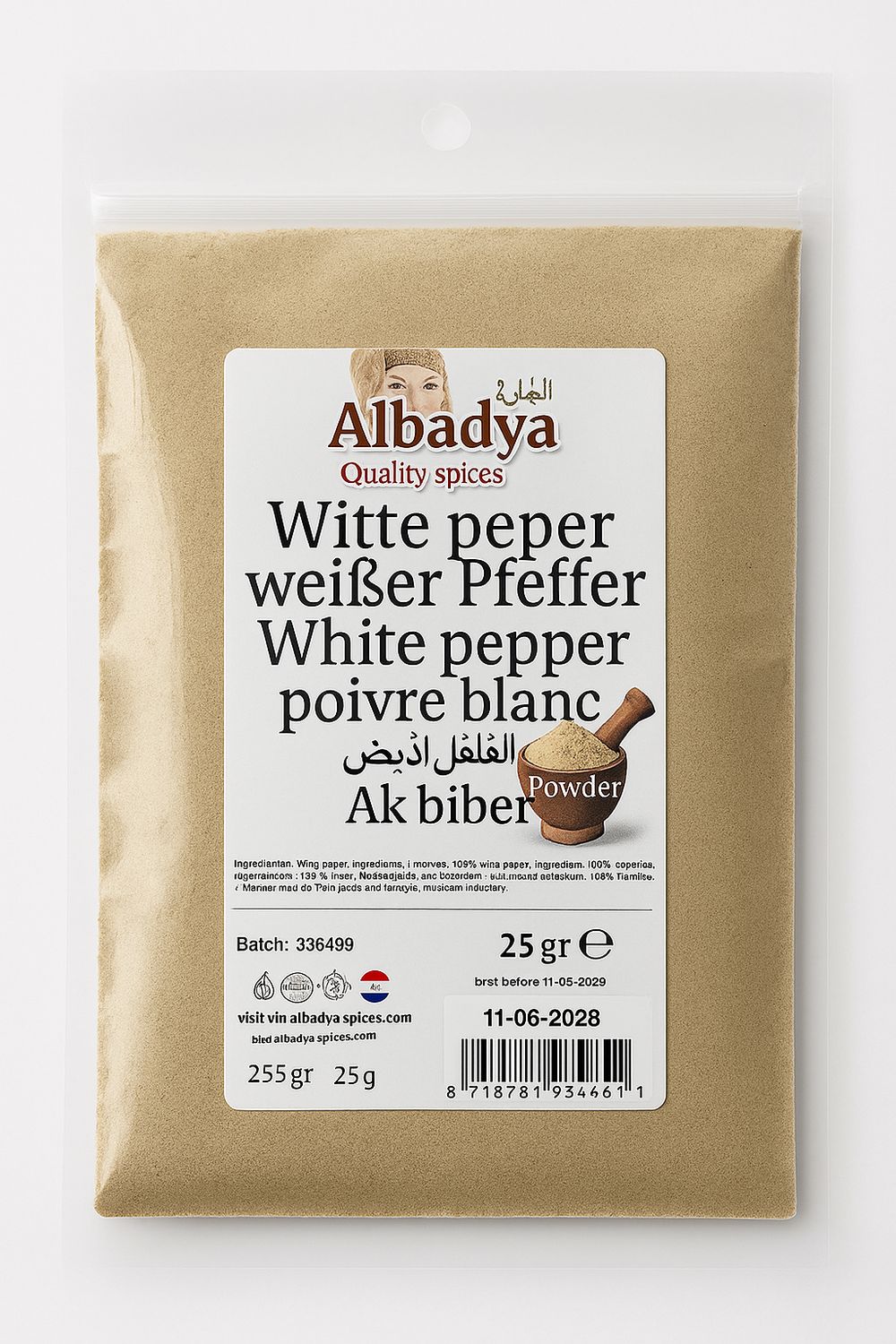X 10 WITTE PEPER GEM. 25 GR.