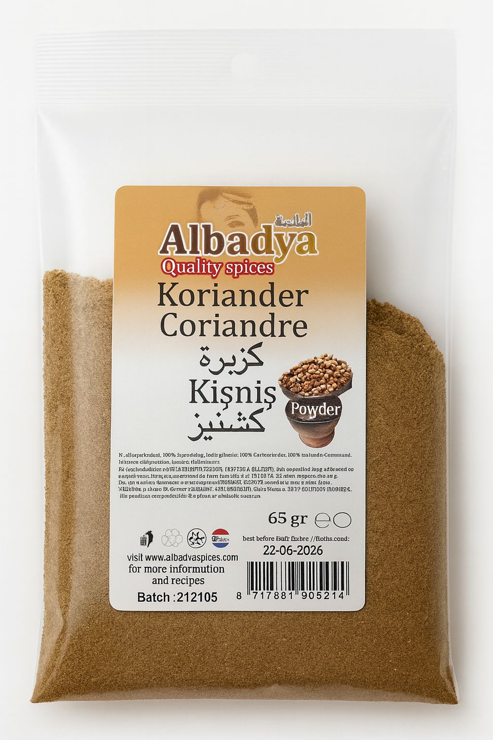 X 10 KORIANDER GEMALEN 65 GR.