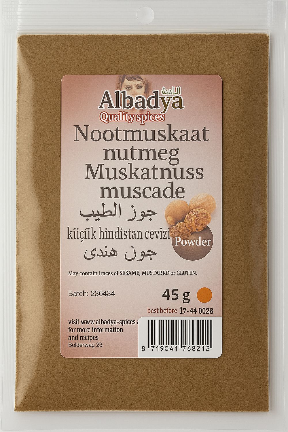 X 10 NOOTMUSKAAT GEMALEN 45 GR.