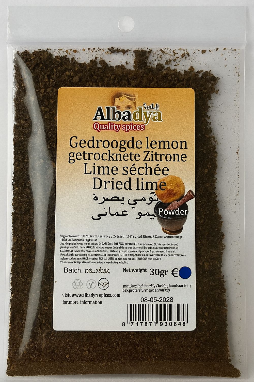 X 10 GEDROOGDE LEMOEN GEM 30 GR
