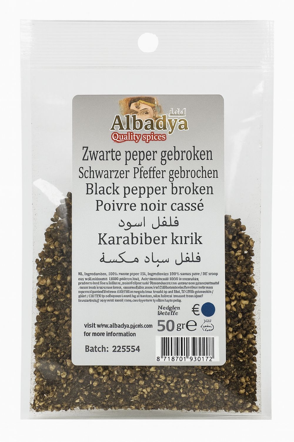 X 10 ZWARTE PEPER GEBR. 2-3MM 50 GR.