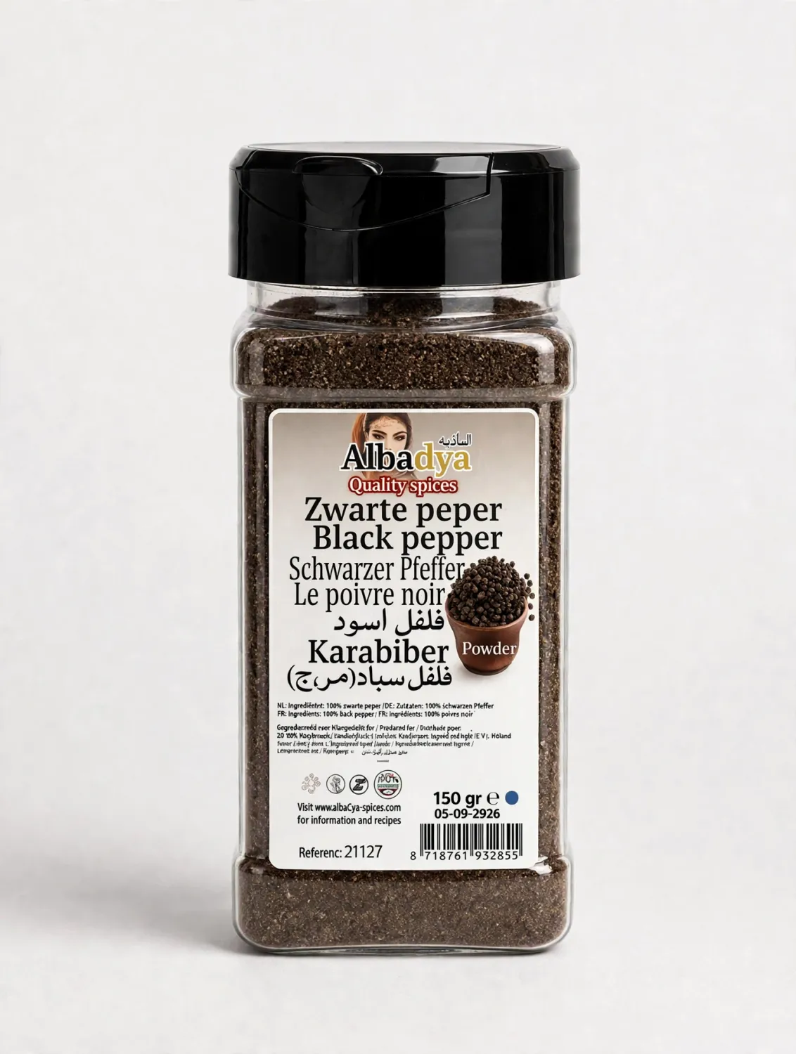 X6  ZWARTE PEPER GEMALEN 150 GR. ALBADYA