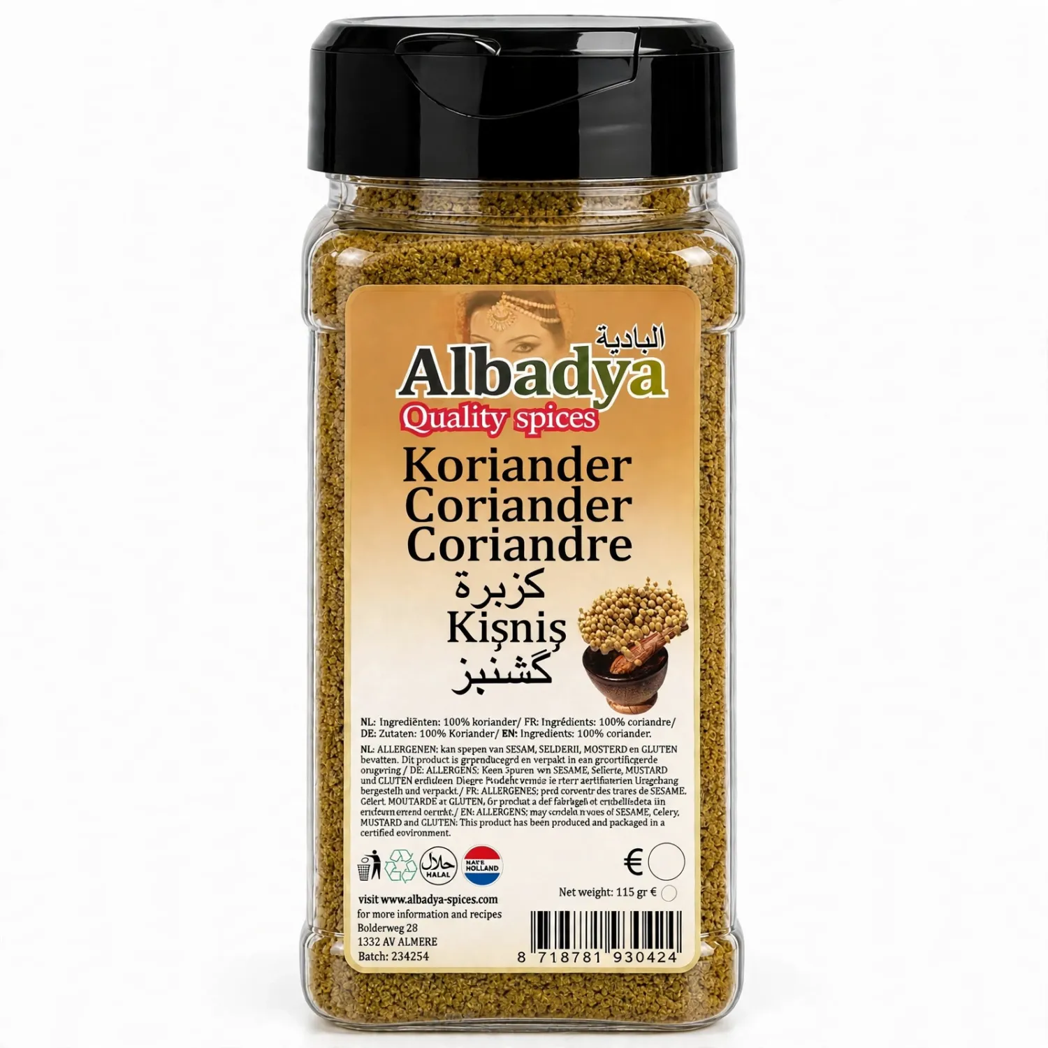 X6  KORIANDER GEMALEN 115 GR. ALBADYA