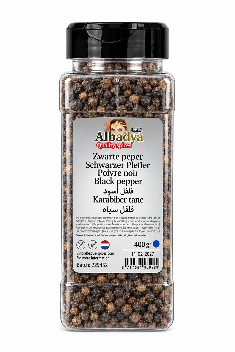 ZWARTE PEPER KORREL. 400 GR. ALBADYA