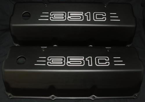 FORD 351 CLEVELAND ALUMINUM VALVE COVERS POWDER COATED BLACK