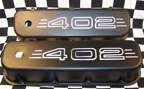 BIG BLOCK CHEVY 402 ALUMINUM VALVE COVERS BLACK POWDER COATED