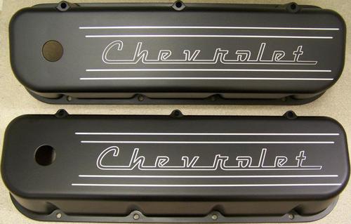 BIG BLOCK CHEVY CHEVROLET ALUMINUM VALVE COVERS BLACK POWDER COATED
