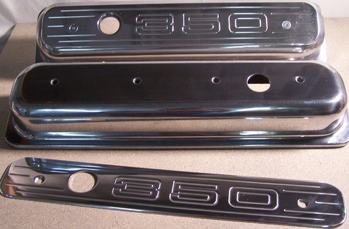 CENTER BOLT SMALL BLOCK CHEVY 350 ALUMINUM VALVE COVERS POLISHED