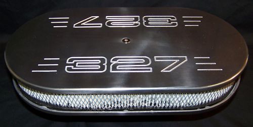 POLISHED ALUMINUM 15&quot; X 2&quot; OVAL AIR CLEANER WITH 327