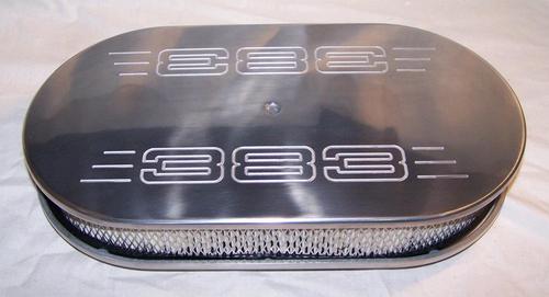POLISHED ALUMINUM 15&quot; X 2&quot; OVAL AIR CLEANER WITH 383