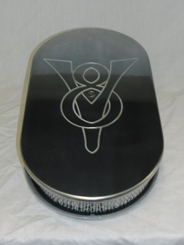 POLISHED ALUMINUM 15&quot; X 2&quot; OVAL AIR CLEANER WITH V8