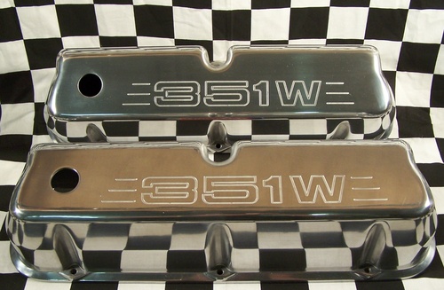 SMALL BLOCK FORD POLISHED ALUMINUM VALVE COVERS WITH 351W MILLED