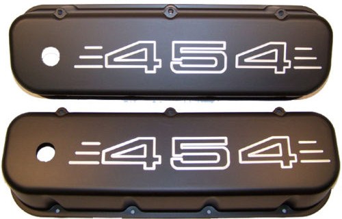 BIG BLOCK CHEVY 454 ALUMINUM VALVE COVERS BLACK POWDER COATED