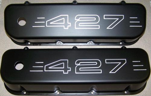 BIG BLOCK CHEVY 427 ALUMINUM VALVE COVERS BLACK POWDER COATED