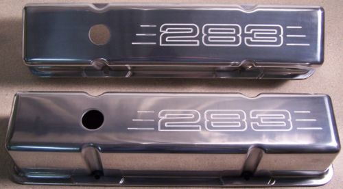 SMALL BLOCK CHEVY 283 ALUMINUM VALVE COVERS POLISHED