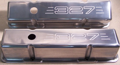 SMALL BLOCK CHEVY 327 ALUMINUM VALVE COVERS POLISHED