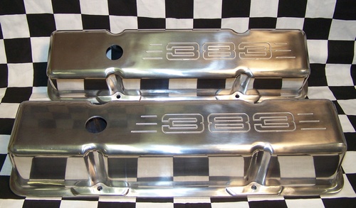 SMALL BLOCK CHEVY 383 ALUMINUM VALVE COVERS POLISHED