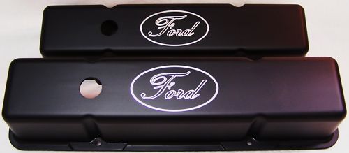 SMALL BLOCK CHEVY WITH FORD ALUMINUM VALVE COVERS POWDER COATED
