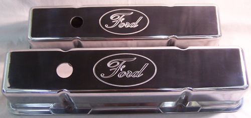 SMALL BLOCK CHEVY WITH FORD ALUMINUM VALVE COVERS POLISHED