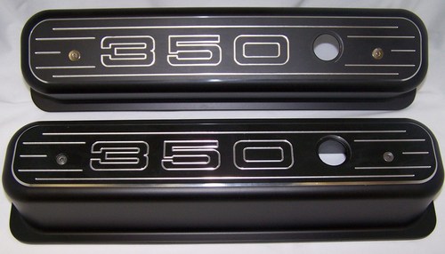 CENTER BOLT SMALL BLOCK CHEVY 350 ALUMINUM VALVE COVERS BLACK