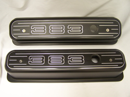 CENTER BOLT SMALL BLOCK CHEVY 383 ALUMINUM VALVE COVERS BLACK