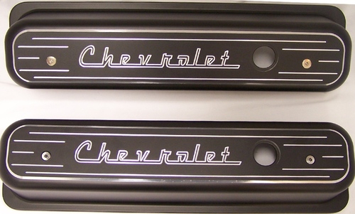 CENTER BOLT SMALL BLOCK CHEVY CHEVROLET ALUMINUM VALVE COVERS BLACK
