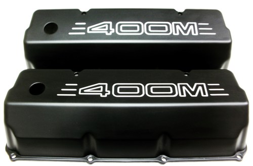 FORD 400 MODIFIED ALUMINUM VALVE COVERS POWDER COATED BLACK