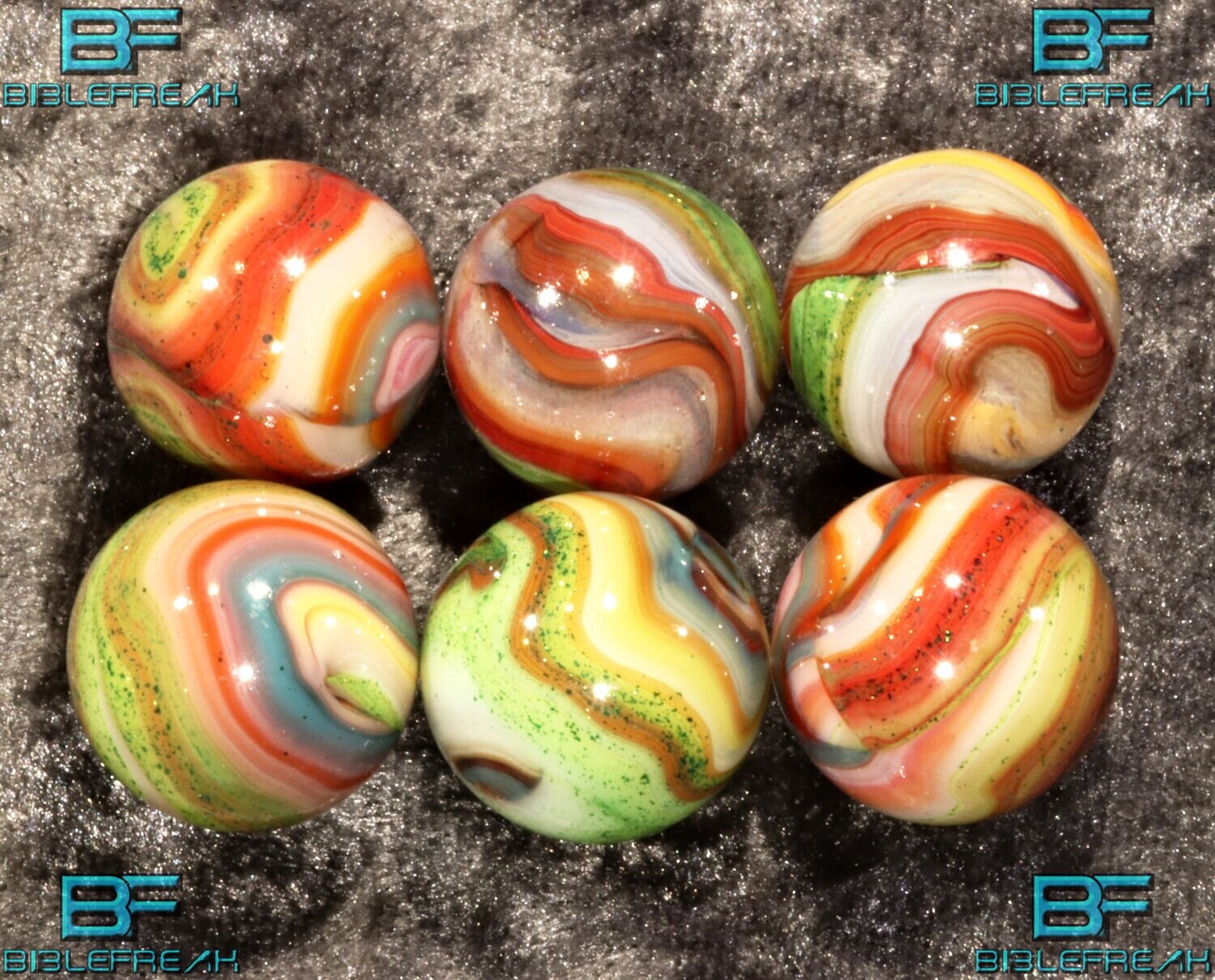 000182 Six (6) D.A.S. 2017 &quot;MillBon Christmas&quot; NEAR MINT to MINT 8.9- 9.0 11/16&quot; +/- Marbles