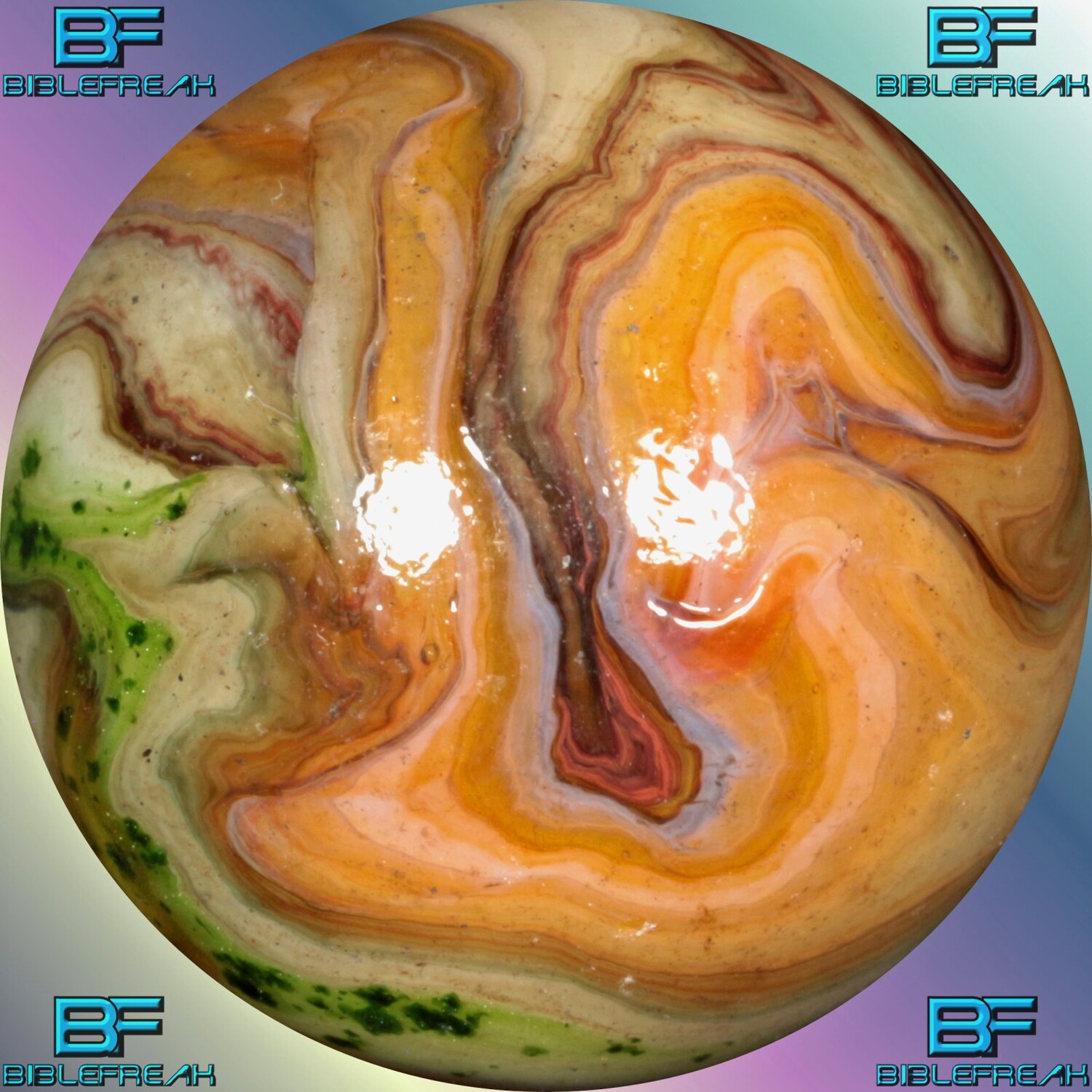 008689 One (1) JABO New Decade 2010 Run NEAR MINT8.9 29/32&quot; +/- &quot;Coral Aventurine&quot; Marble