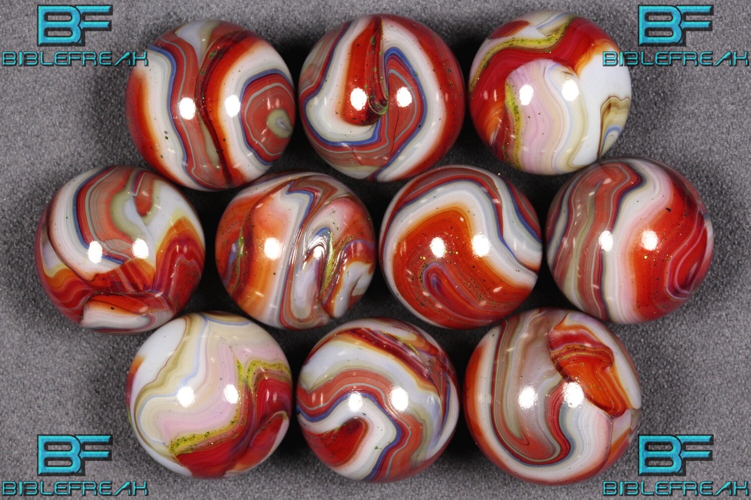 012074 TEN (10) D.A.S. Harvest Moon Run NEAR MINT to MINT 8.9 - 9.0 11/16&quot; +/- Marbles