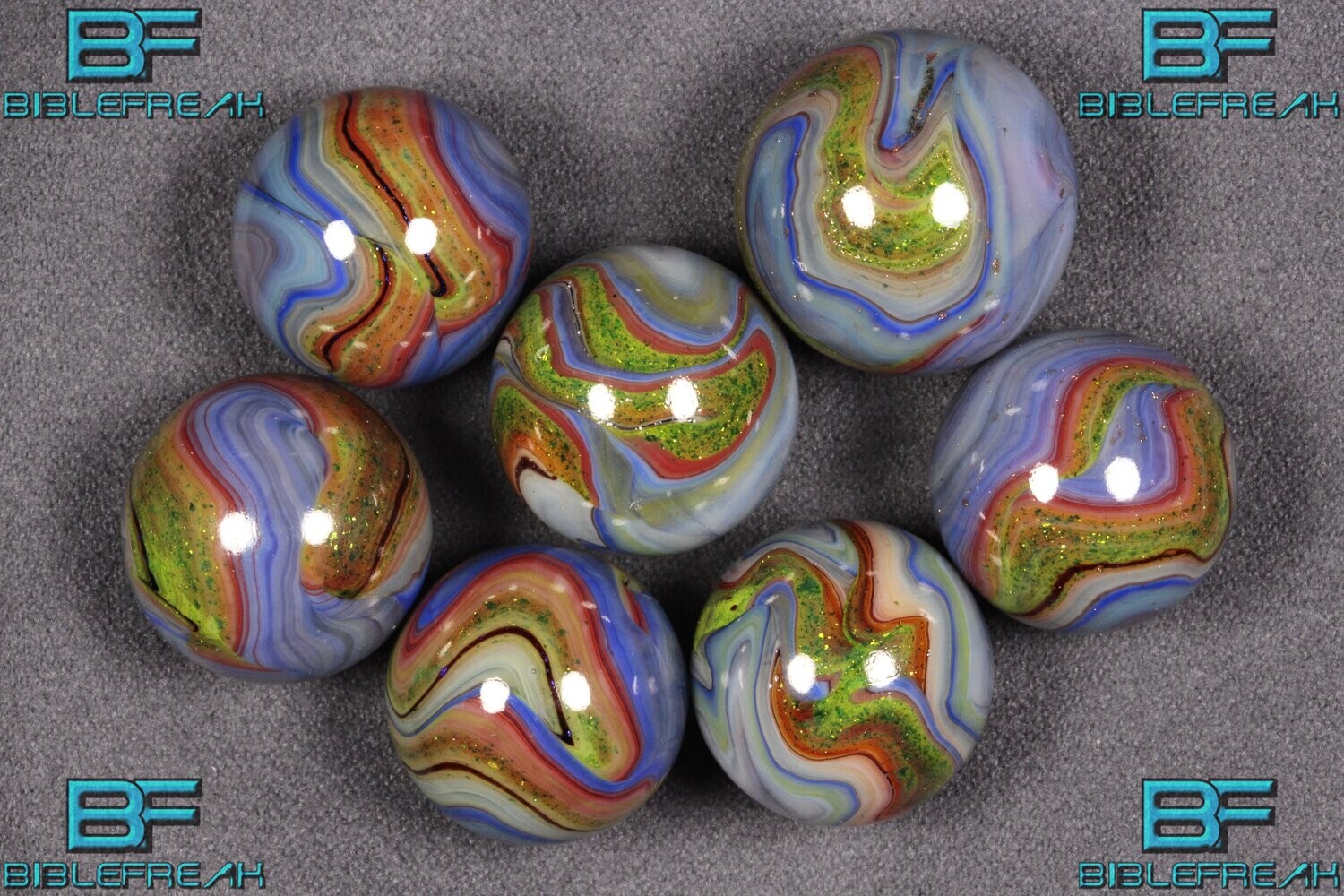012101 Seven (7) D.A.S. Harvest Moon Run NEAR MINT to MINT 8.9 - 9.0 11/16&quot; - 3/4&quot; +/- Marbles