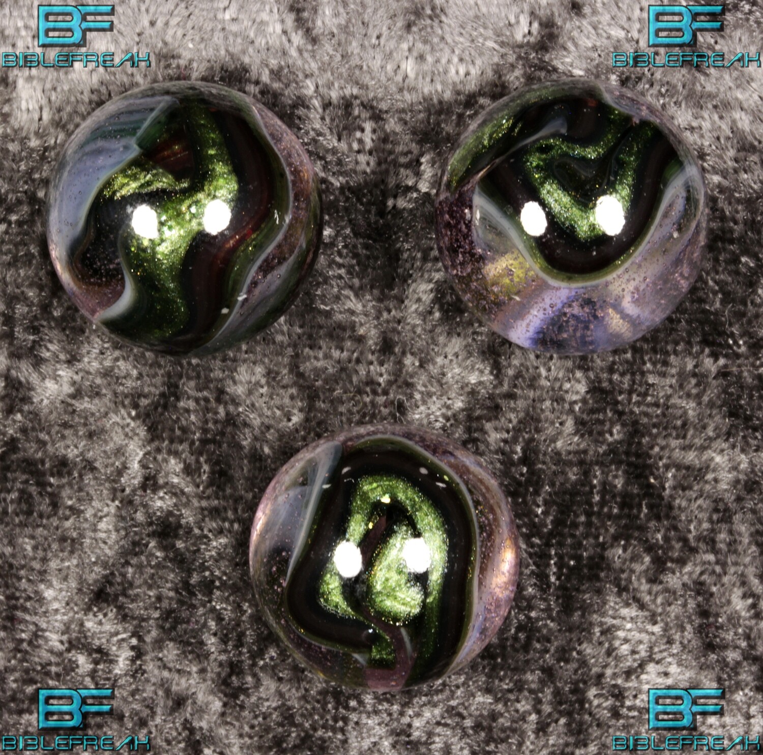 011760 Three (3) 2008 JABO Ace Pink Champagne w Aventurine NEAR MINT to MINT 8.9-9.0 3/4&quot; +/- Marbles