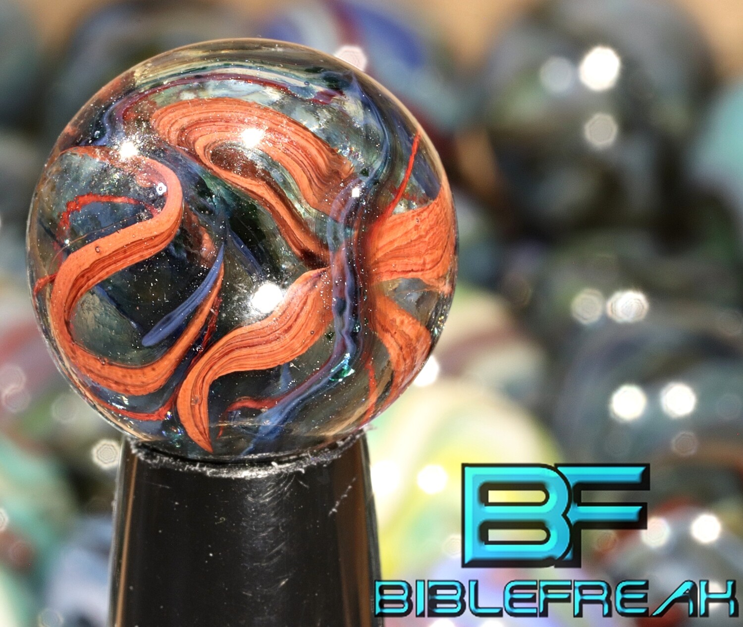001022 JABO March Madness Run 2009 Oxblood Blue &quot;Spiderman&quot; Aventurine NEAR MINT 8.9 3/4&quot; +/-