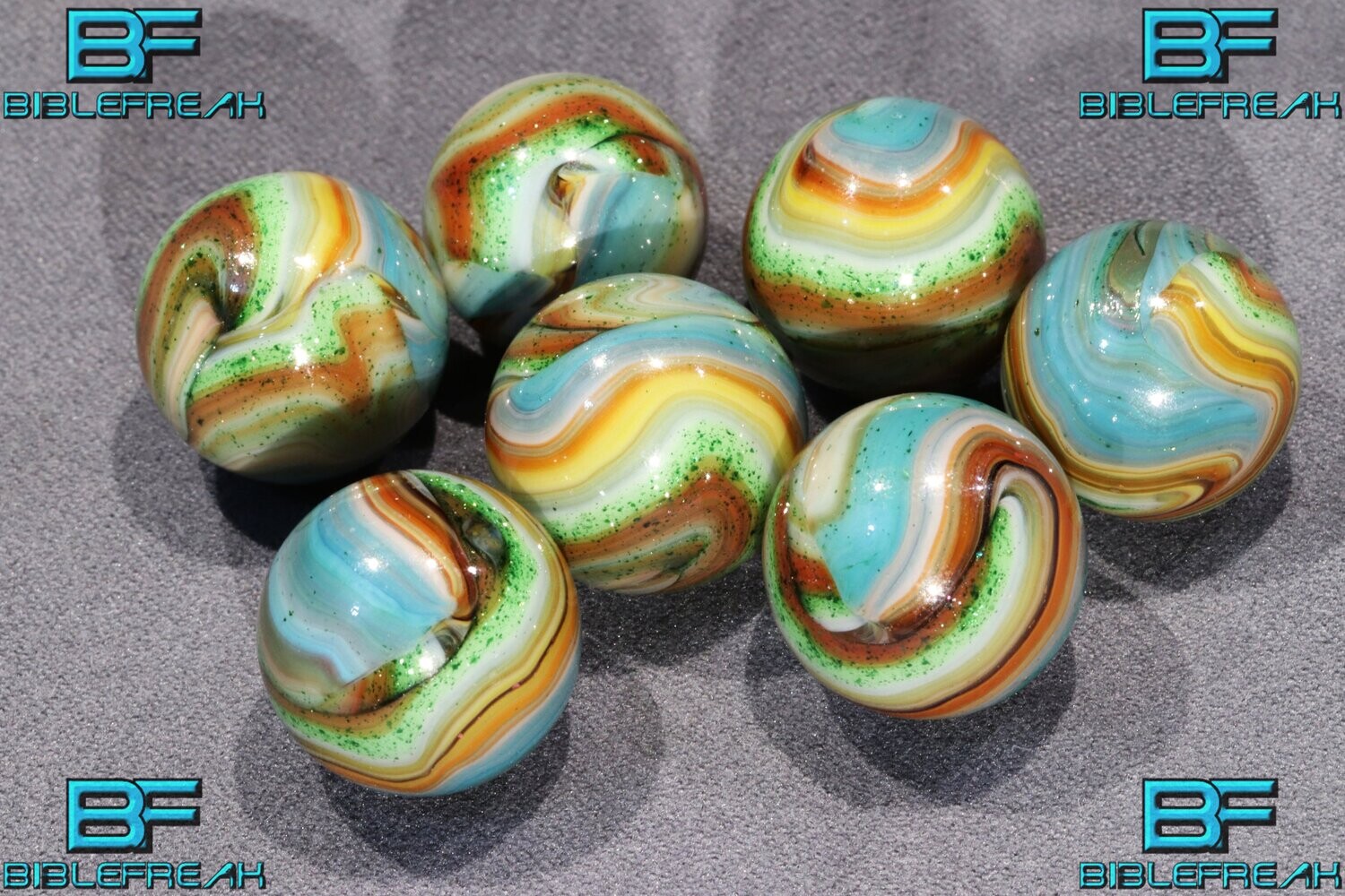 000662  Seven (7) D.A.S. Harvest Moon Run NEAR MINT to MINT 8.9 - 9.0 11/16&quot; - 3/4&quot; +/- Marbles