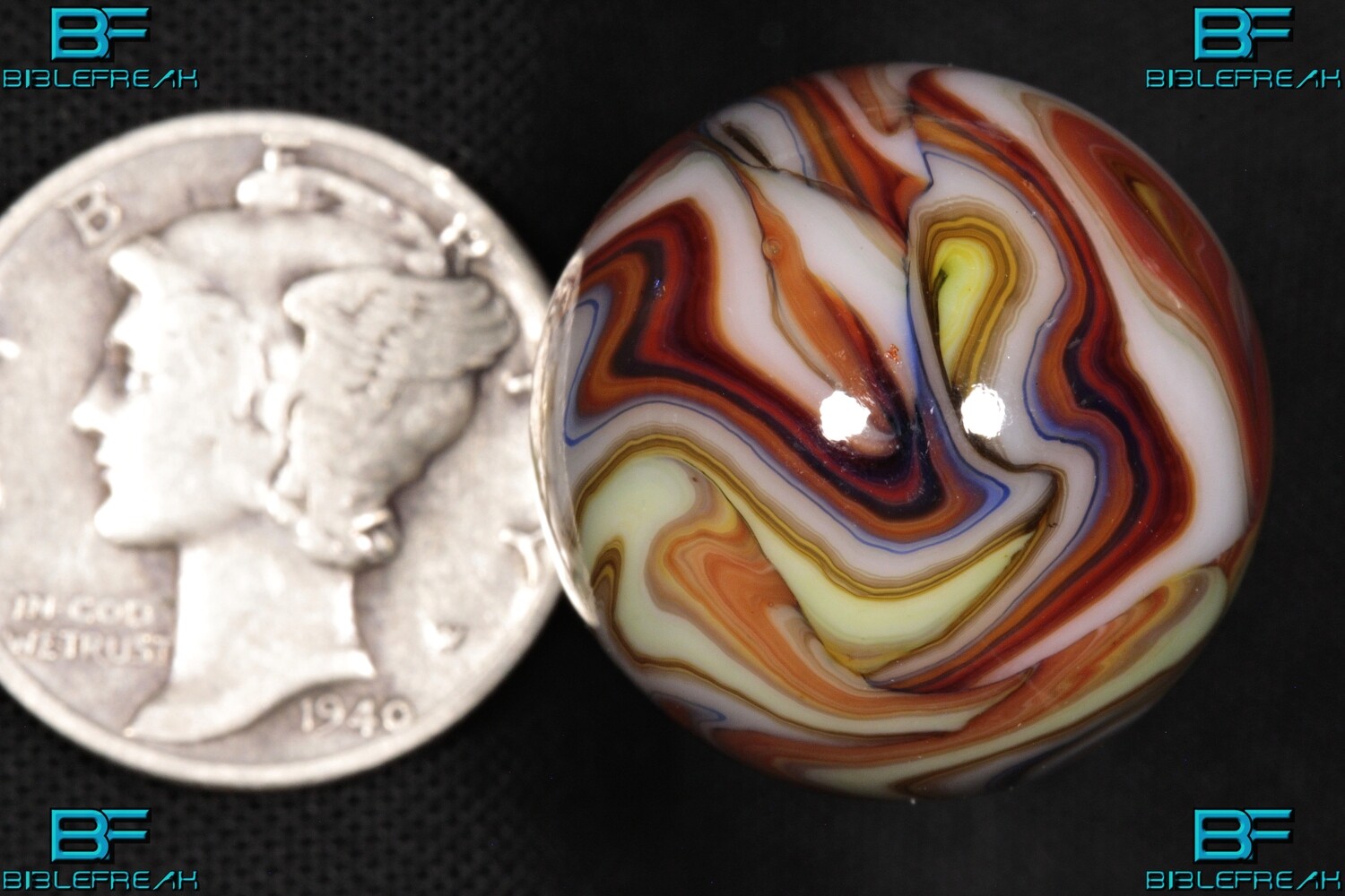 008183 One (1) JABO 2010 Dave and Mamie&#39;s Run Mint 9.0 Marble 3/4&quot; +\-