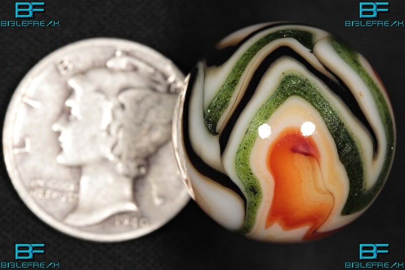 008280 One (1) JABO Joker I J.E.R.K. Original 2008 &quot;Striped Aventurine&quot; MINT 9.0 3/4&quot; +/- Marble